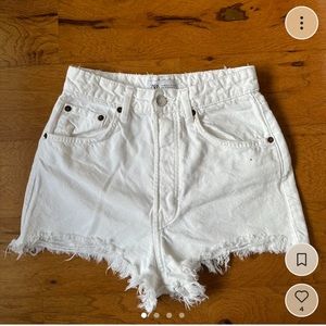Zara High Rise White Jean Shorts